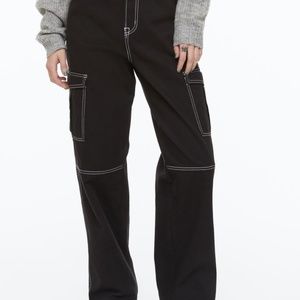 H&M 90s Baggy Cargo Jeans Black NWT Size 8